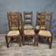 Set of six rustic chairs in natural wood, regional French craftsmanship.