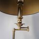Brass reading floor lamp, adjustable arm, vintage anthracite shade.