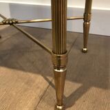 Table d'appoint en laiton et cuir