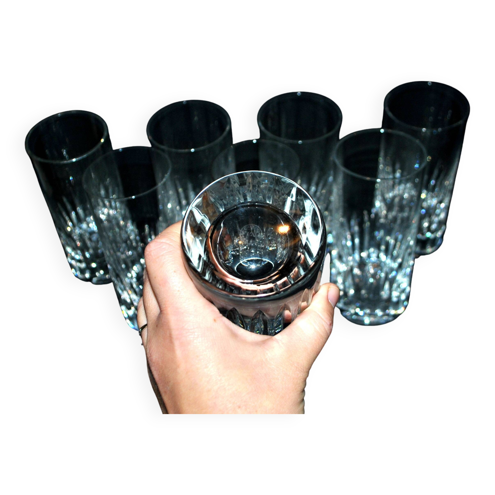Set of 8 AVIGNON juice or whisky longdrink glasses in Saint-Louis crystal 16cm Ht
