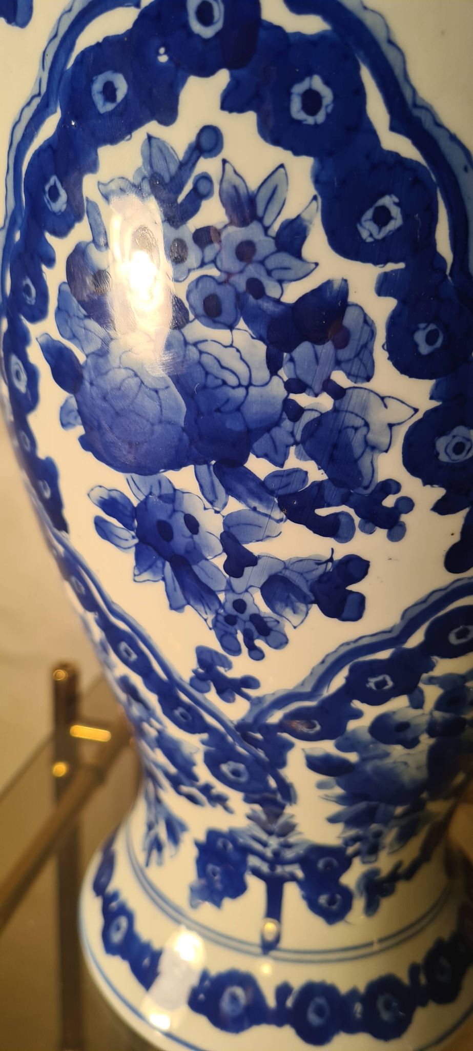 Large blue porcelain lamp 66x41 lampshade asia, japan, china elec new