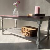 Table basse vintage rustique - rose et doré
