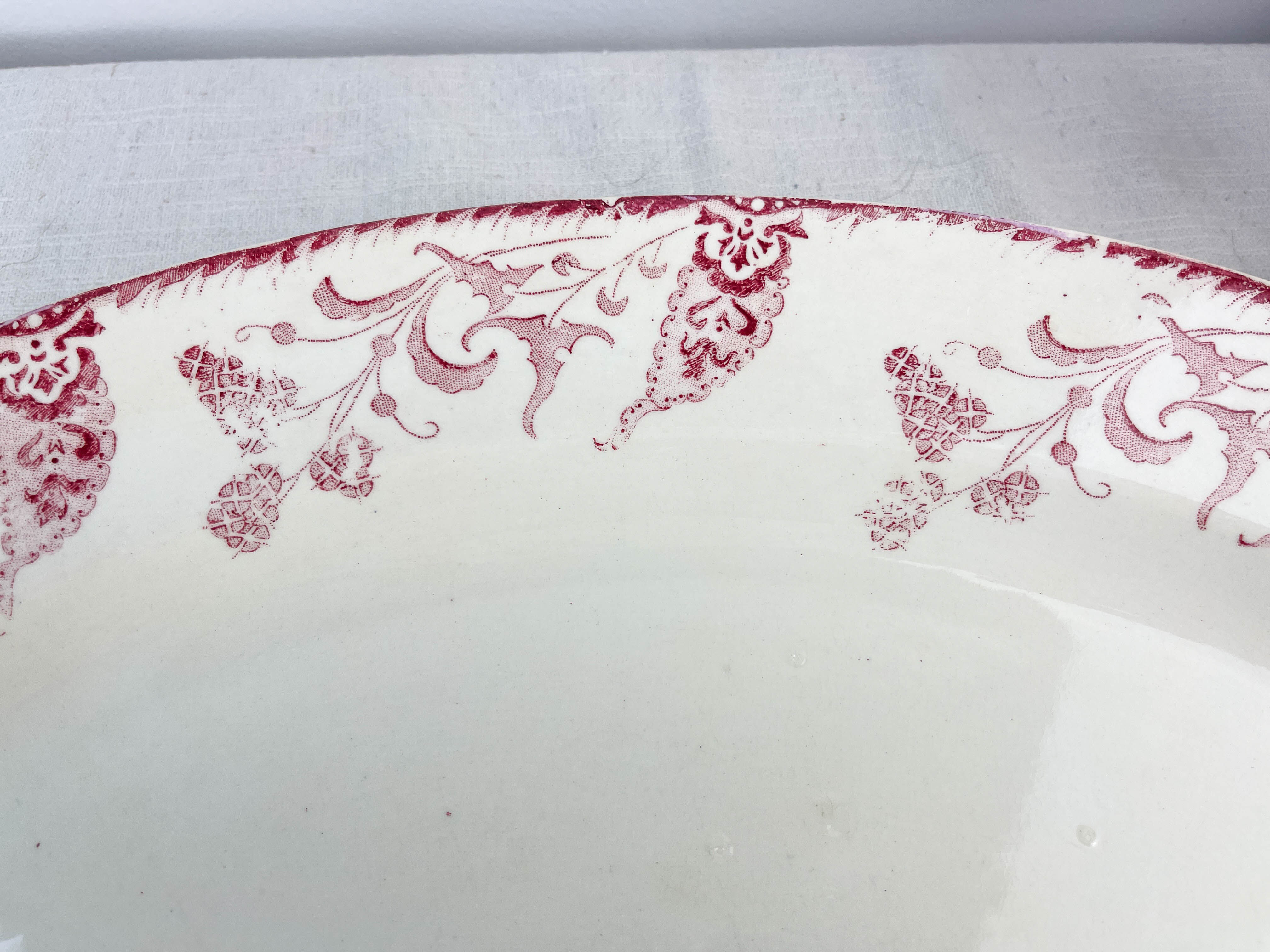 Vintage oval dish Longwy Red Iron Earth