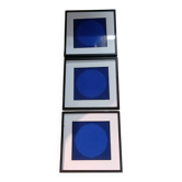 Optical Art Triptych - 3 Vintage Paintings - Victor Vasarely - Frames