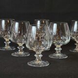 6 verres à cognac en cristal taillé côtes plates