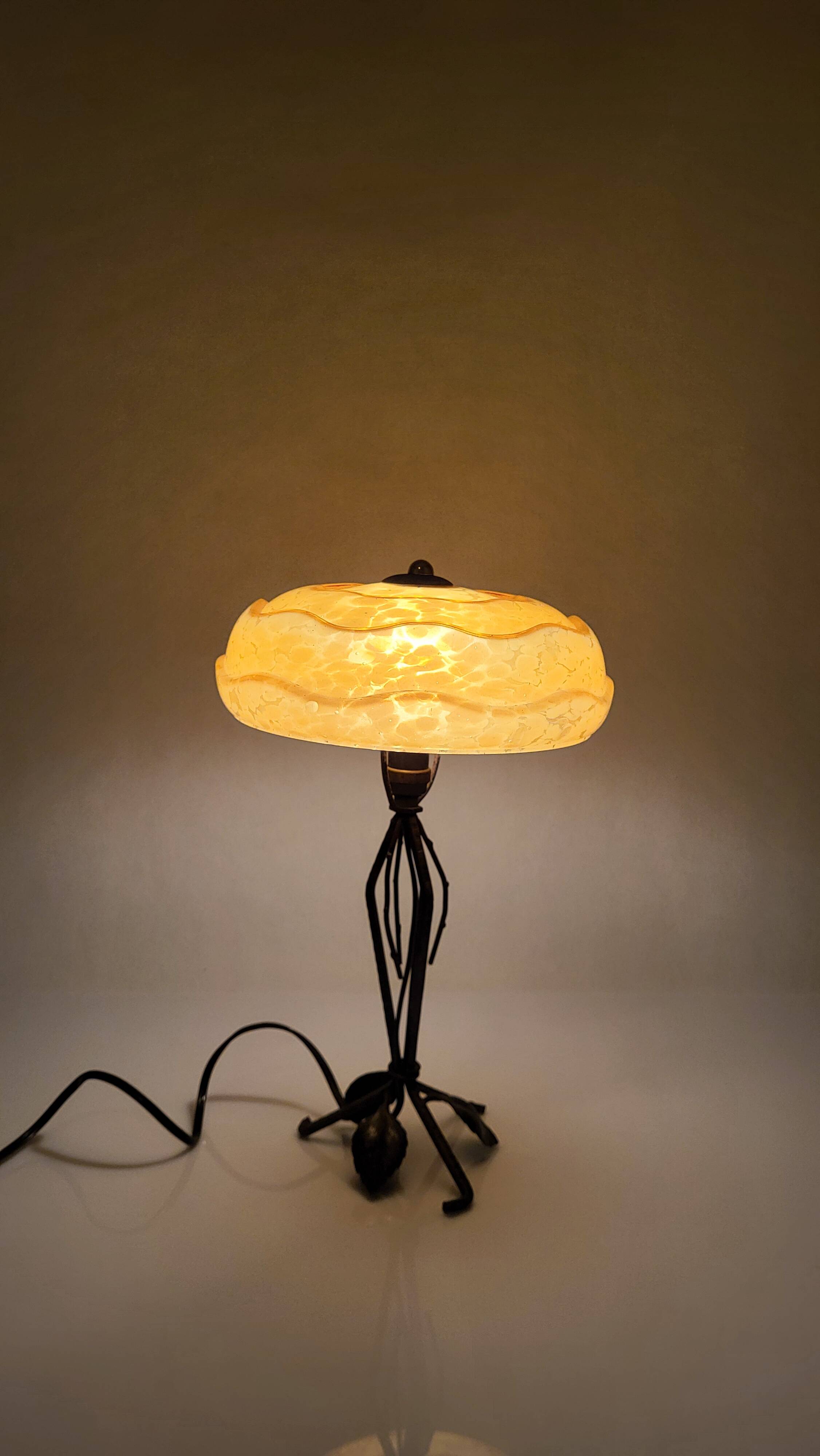 Art Nouveau wrought iron lamp