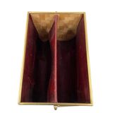 Hollywood regency brass and woven bamboo magazine rack, Metal Linea Nova Italy 1970