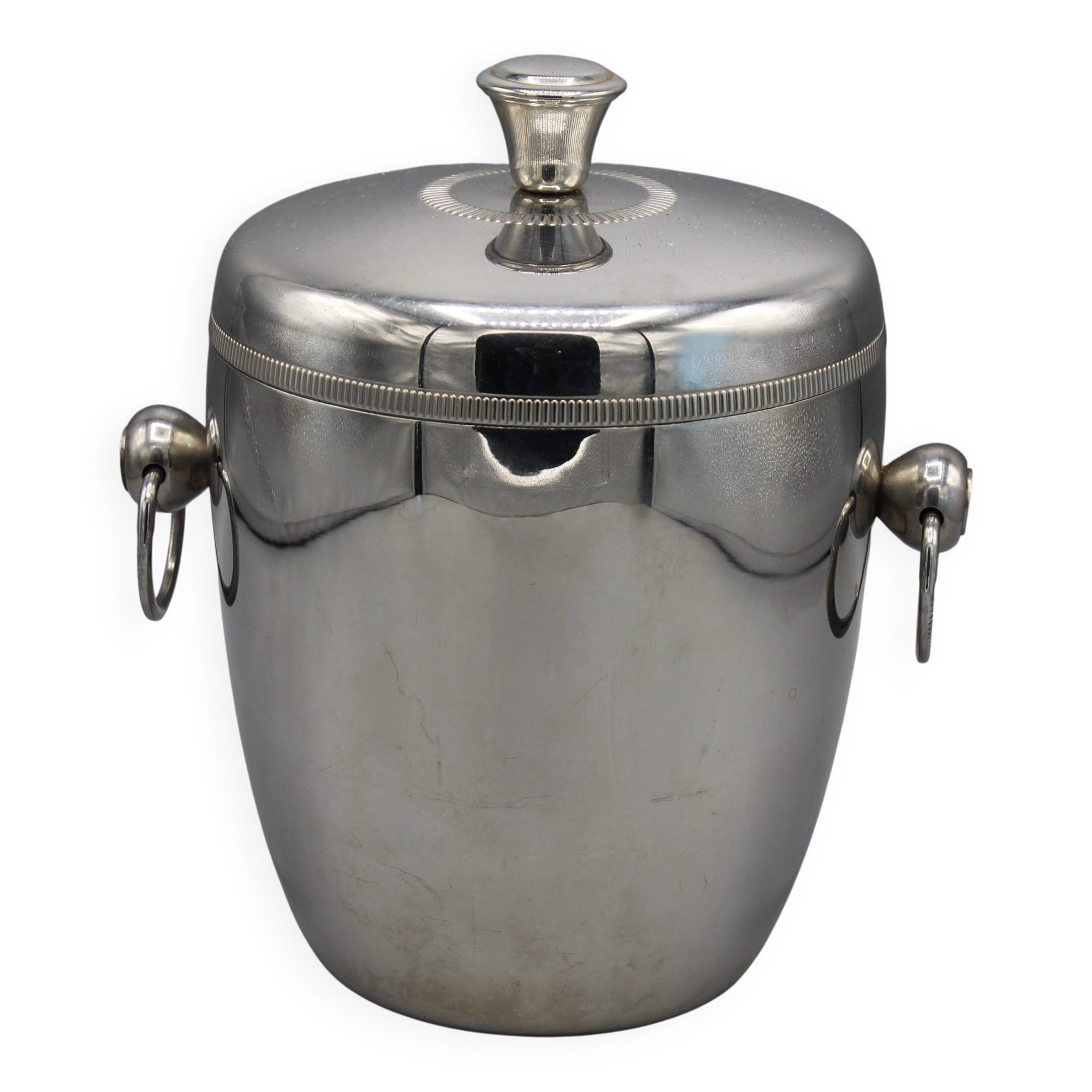 Stainless steel and plastic ice bucket - vintage 70