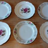 Mismatched set of 6 rose motif plates