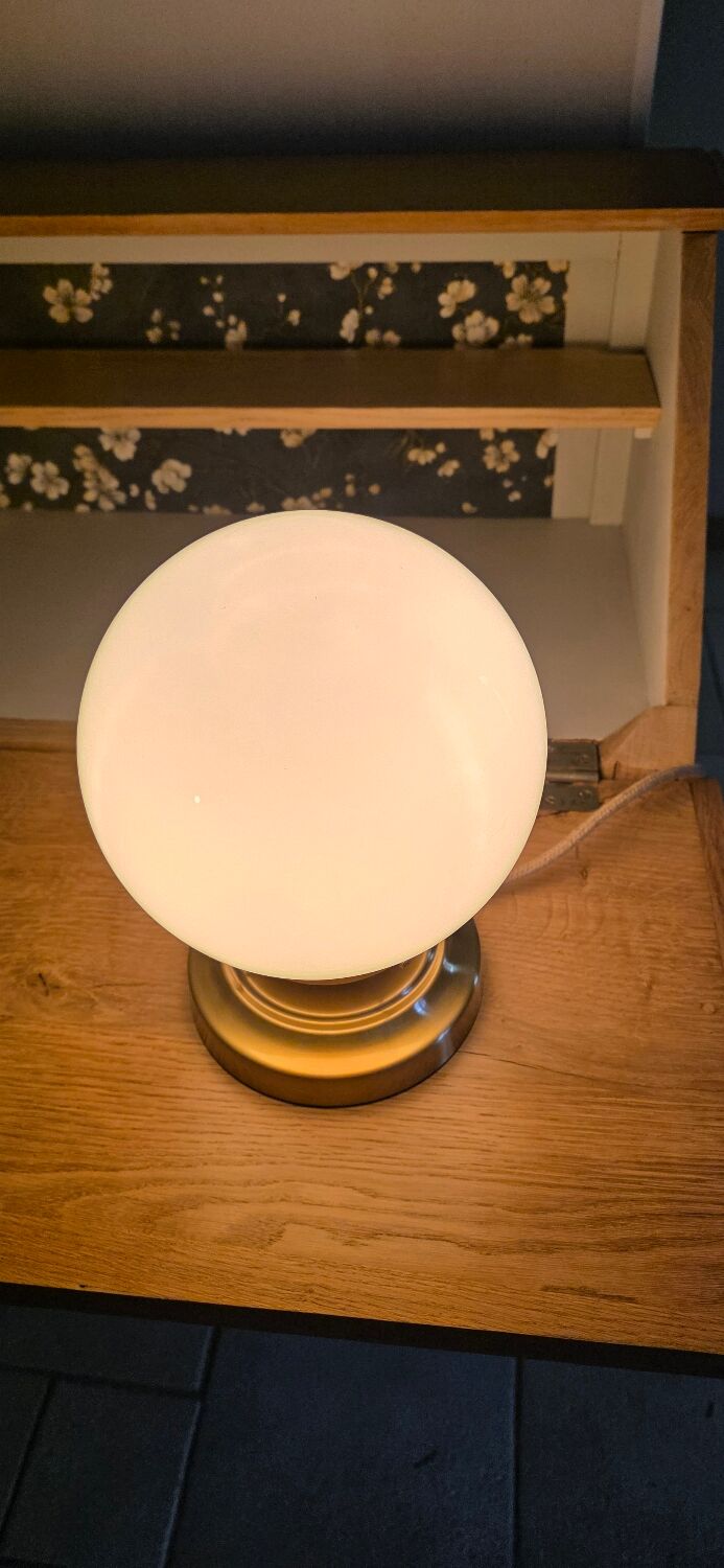Vintage opaline globe table lamp