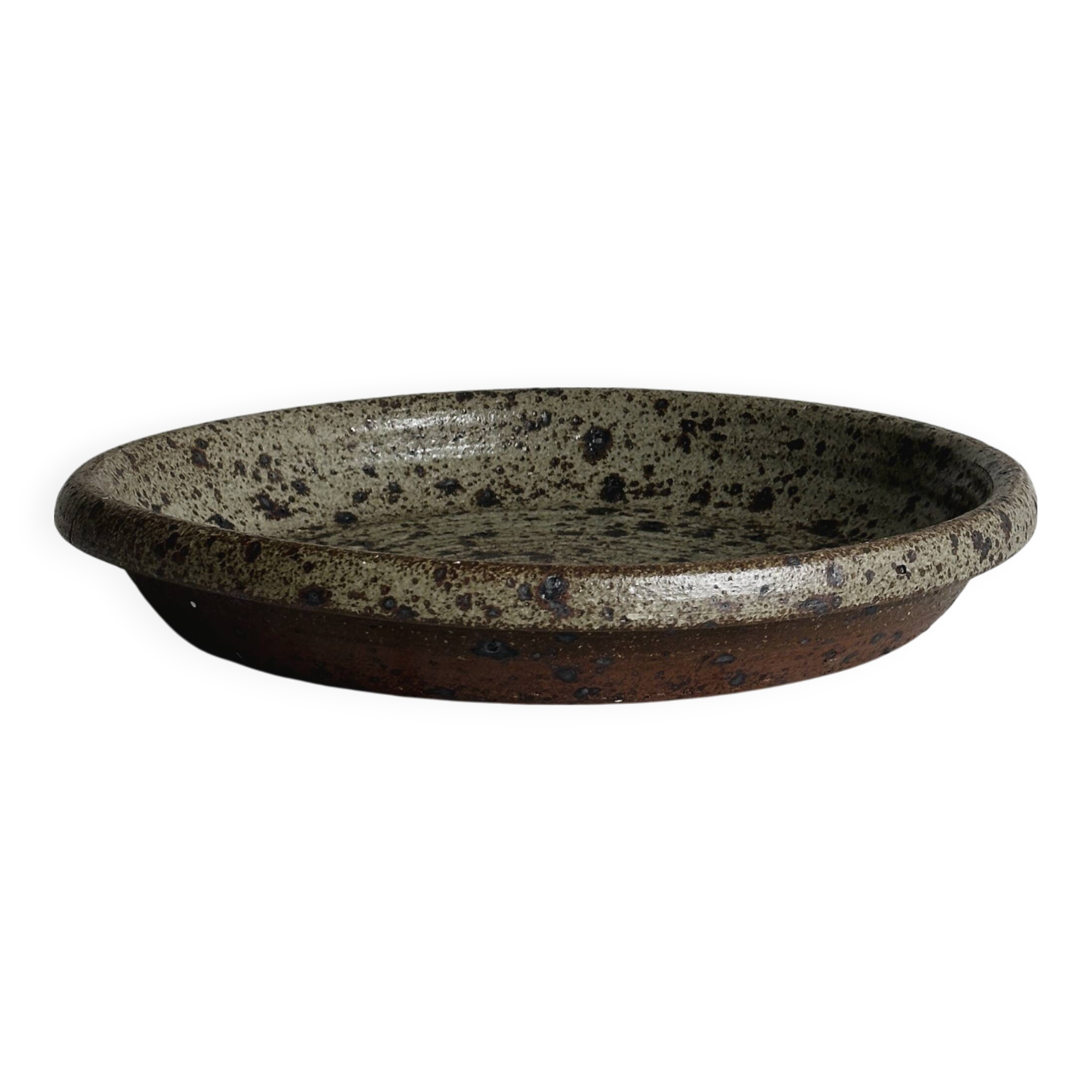 Large antique pyrite stoneware dish