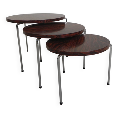 Ensemble de 3 tables d'appoint, tables gigognes Vaza Roden, années 1960