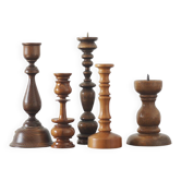 Scandinavian Wooden Candleholders, Set of 5
