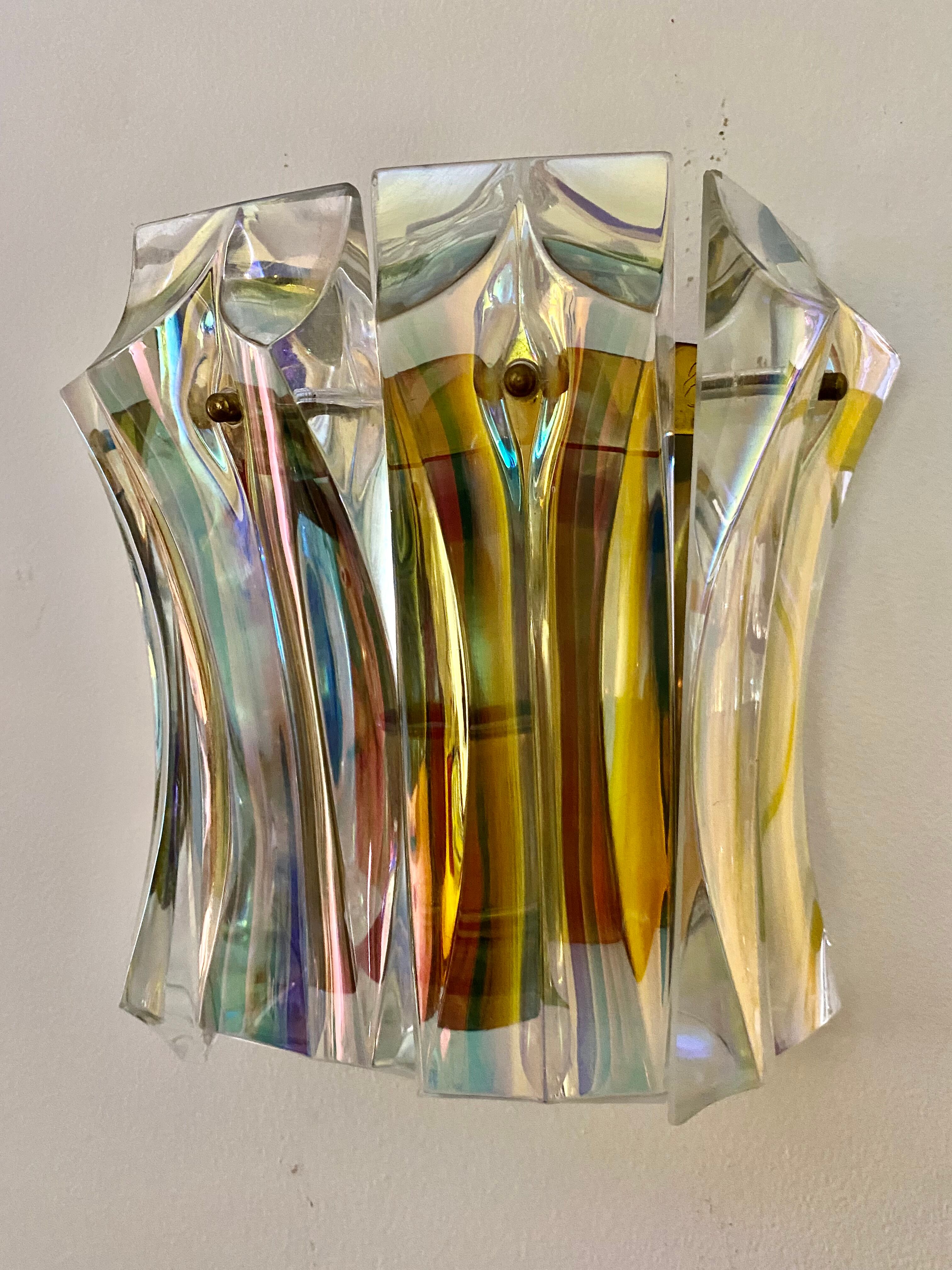 Venini wall lamp in iridescent glass, Italy 1970