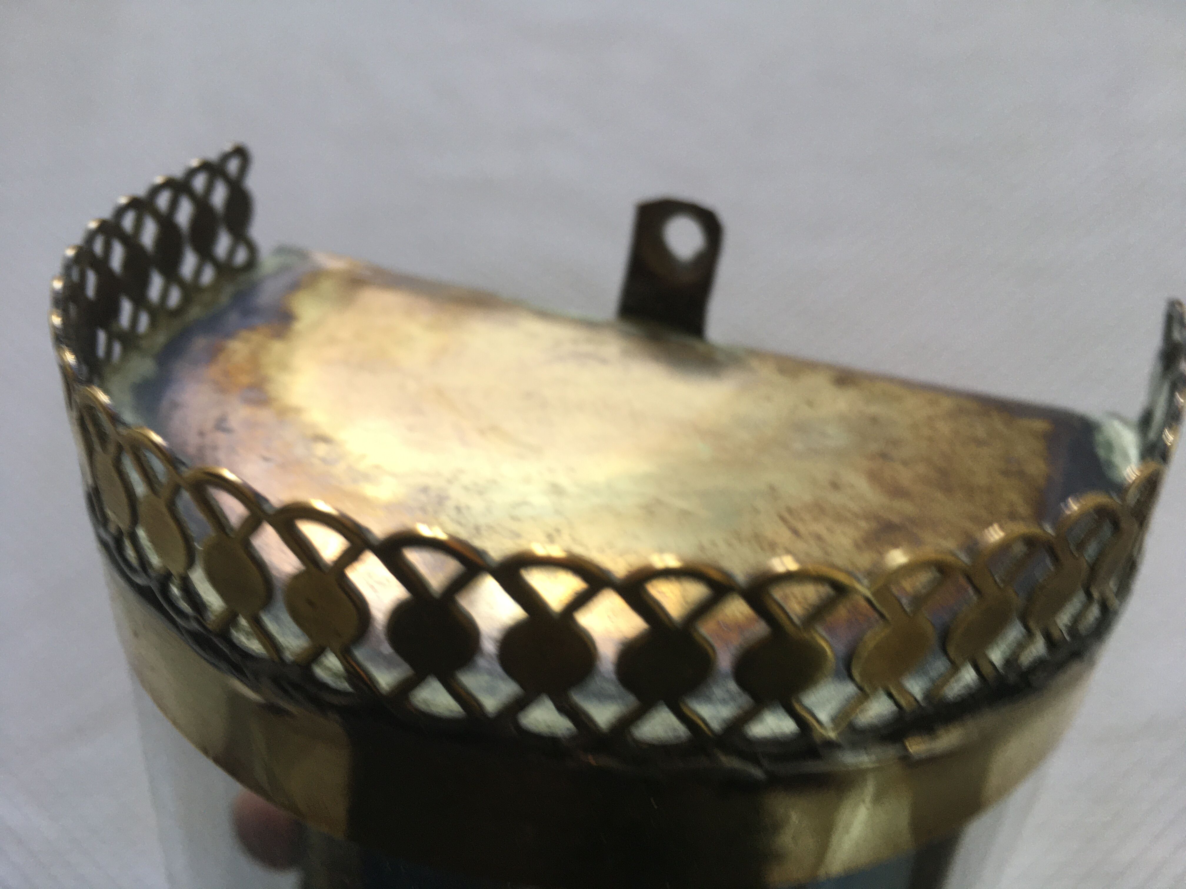 Pair of old brass and glass wall light