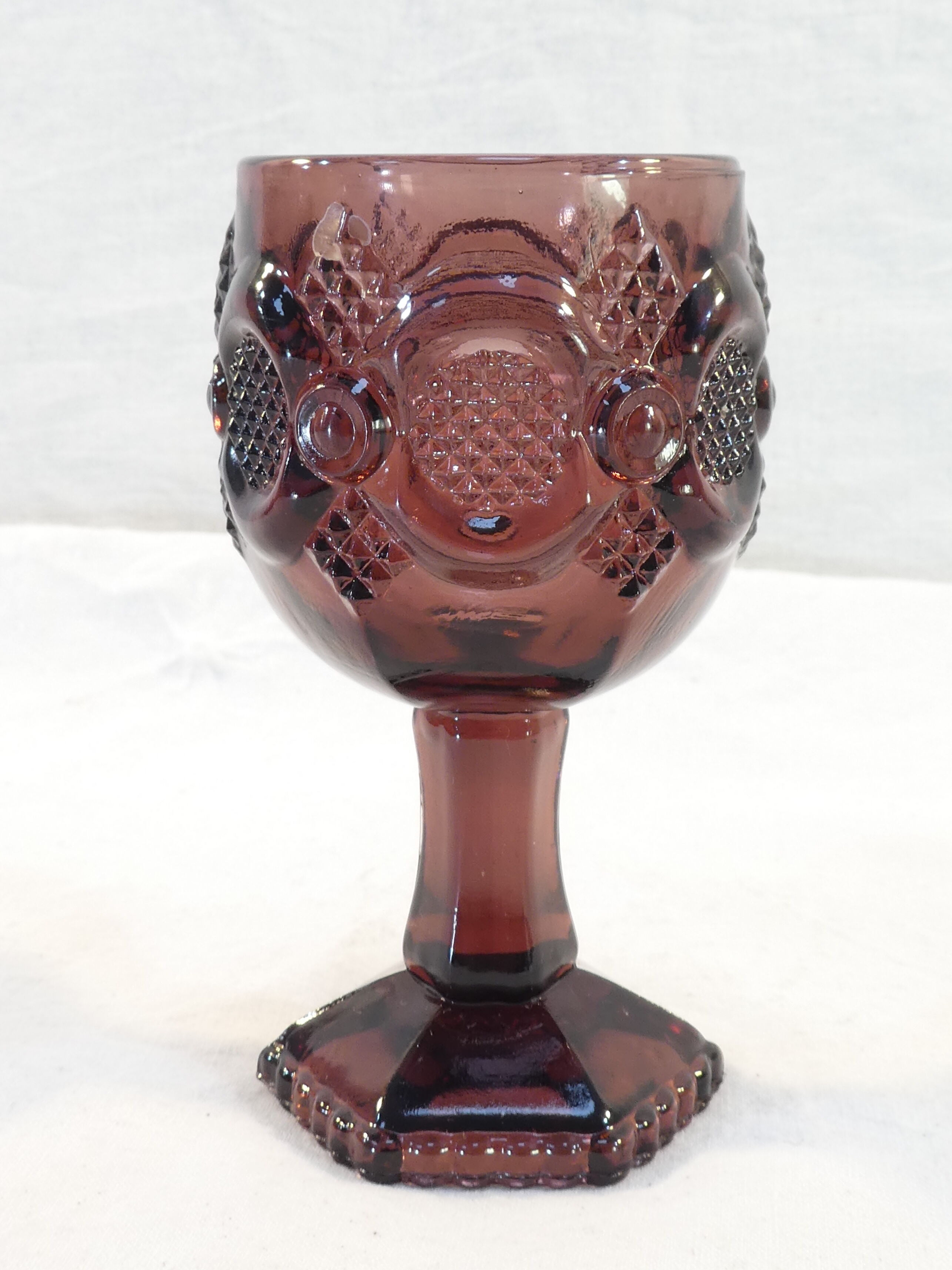 Advertising glass AVON purple decor in vintage relief