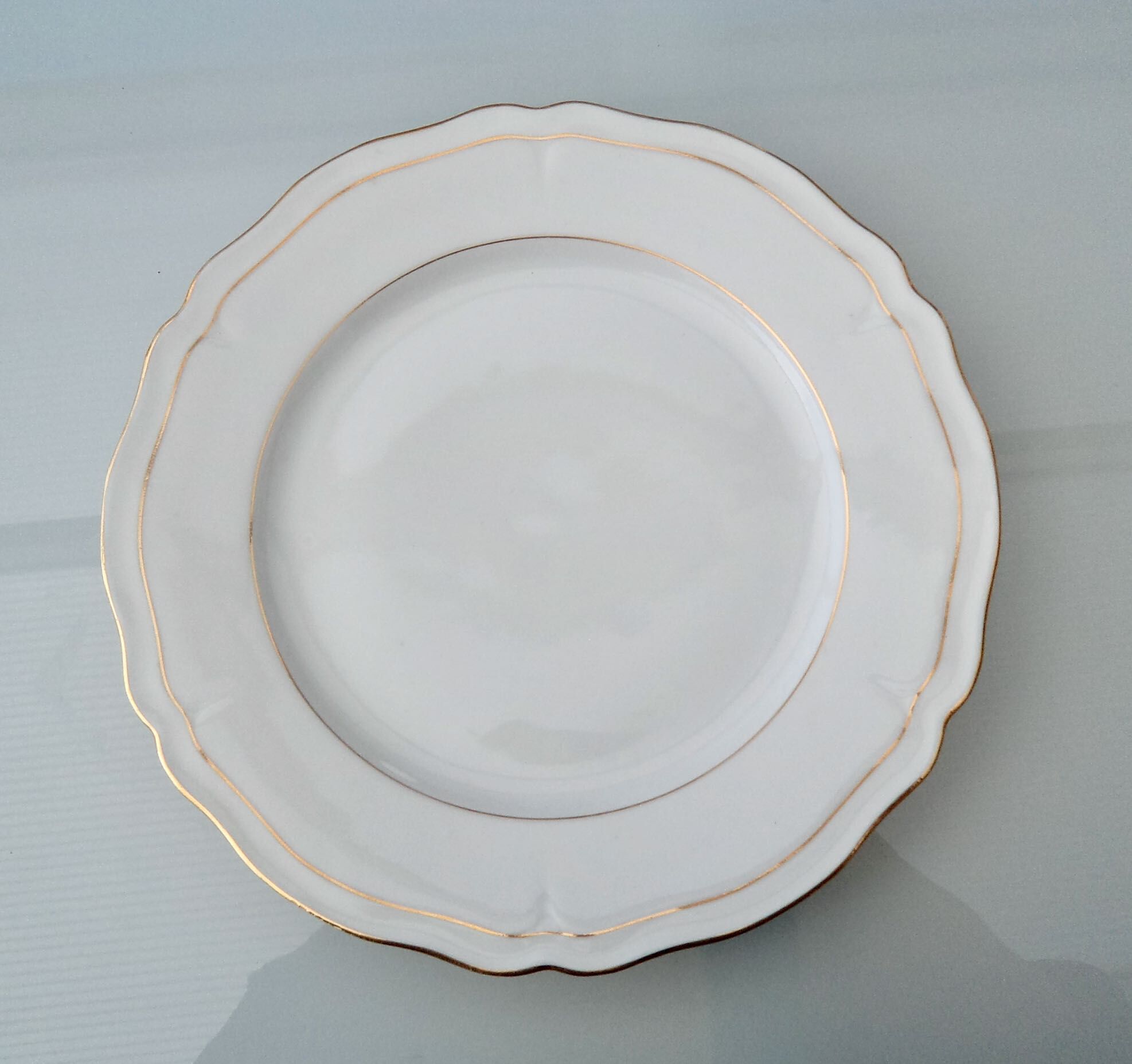 Set of 12 flat plates made of Limoges porcelain