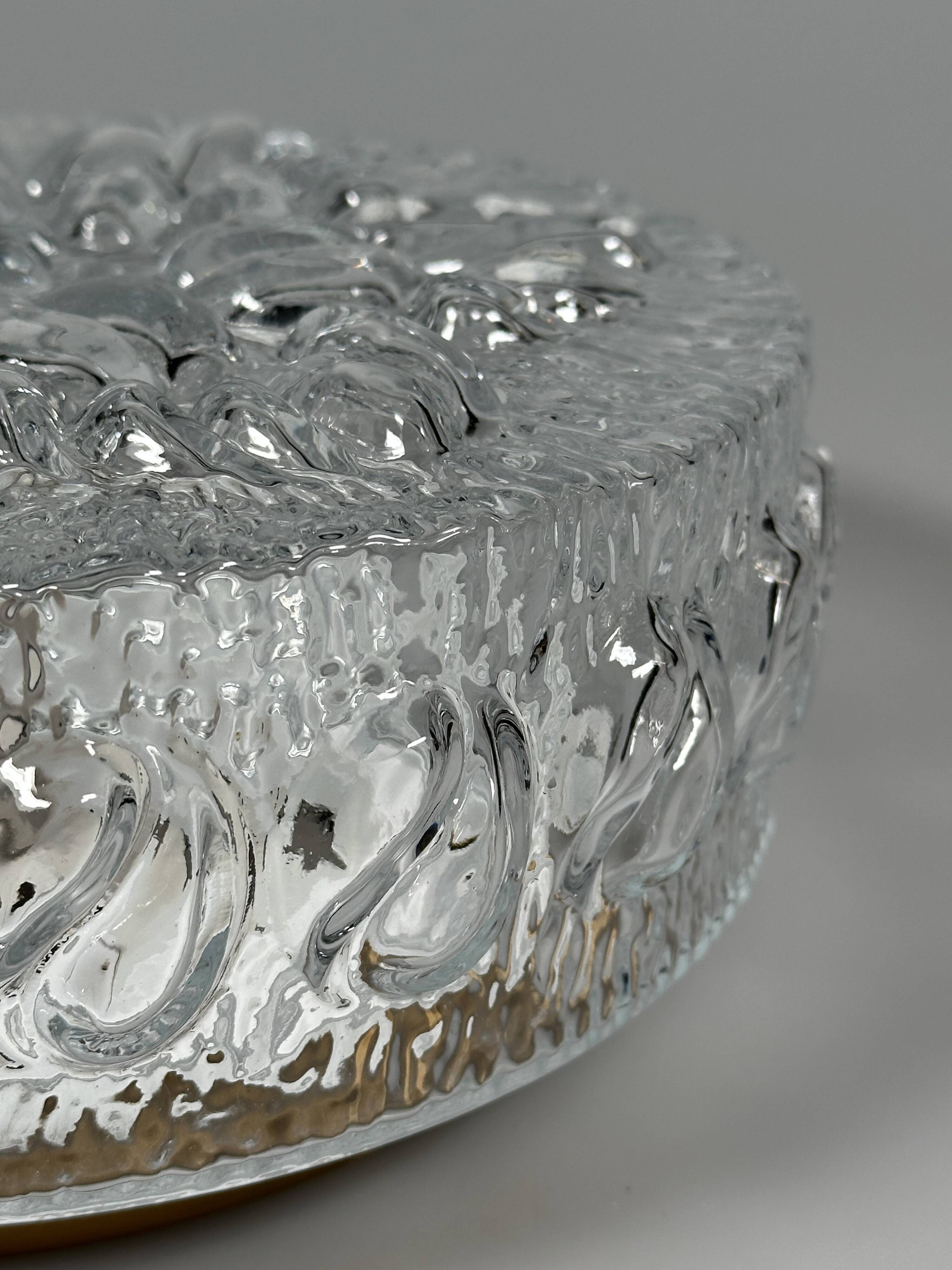 Lampe de plafond des années 1960/1970, montage encastré, verre, métal, design Space Age