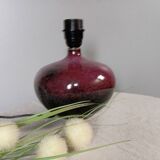 Burgundy/purple ceramic table lamp base, pyrite, signature to identify