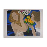 Yves Ganne: The Two Women with Bouquets, original signed lithograph