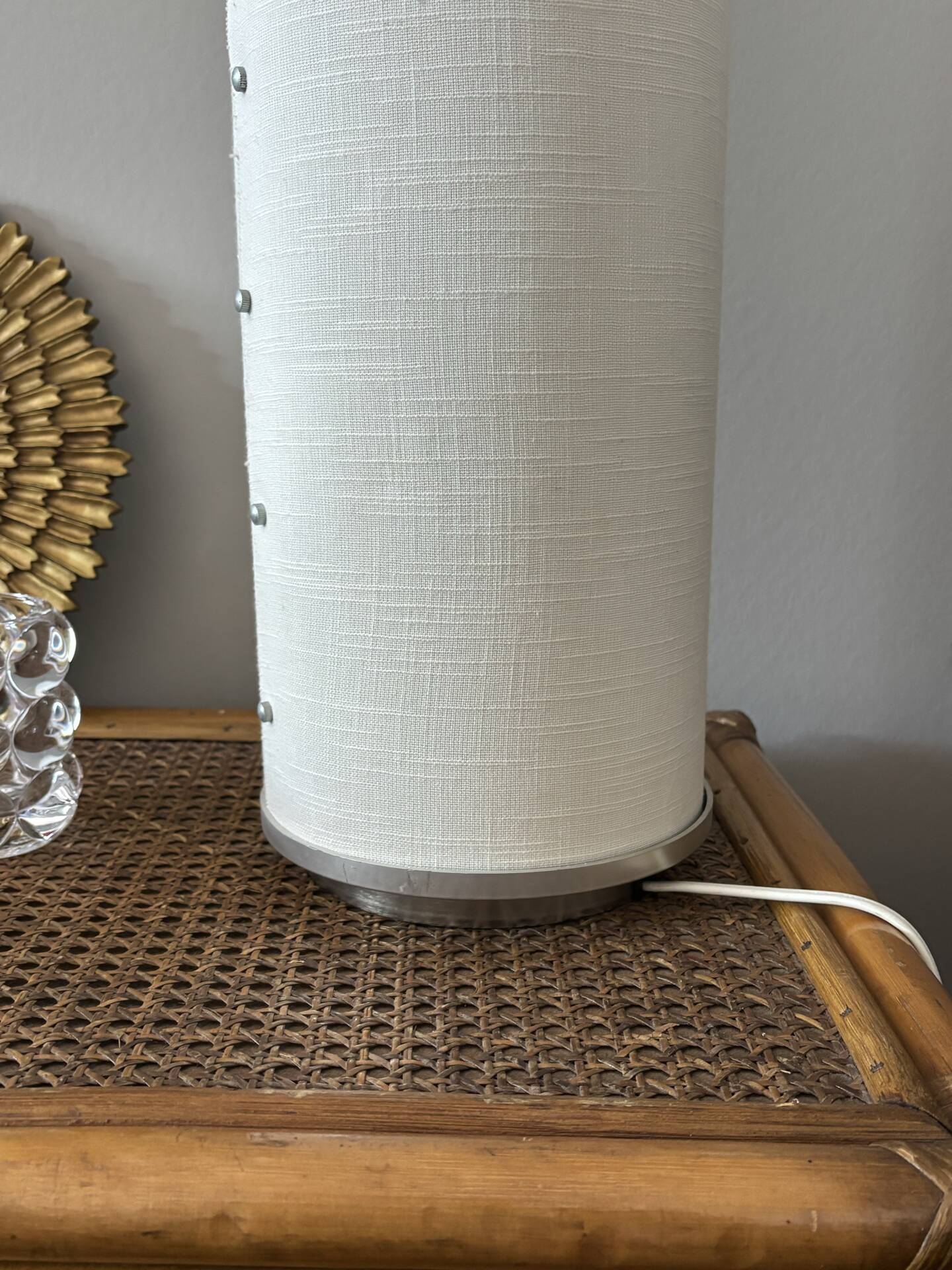 Linen and metal floor lamp