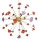 Suspension fleurs rouges et violettes verre de murano spoutnik