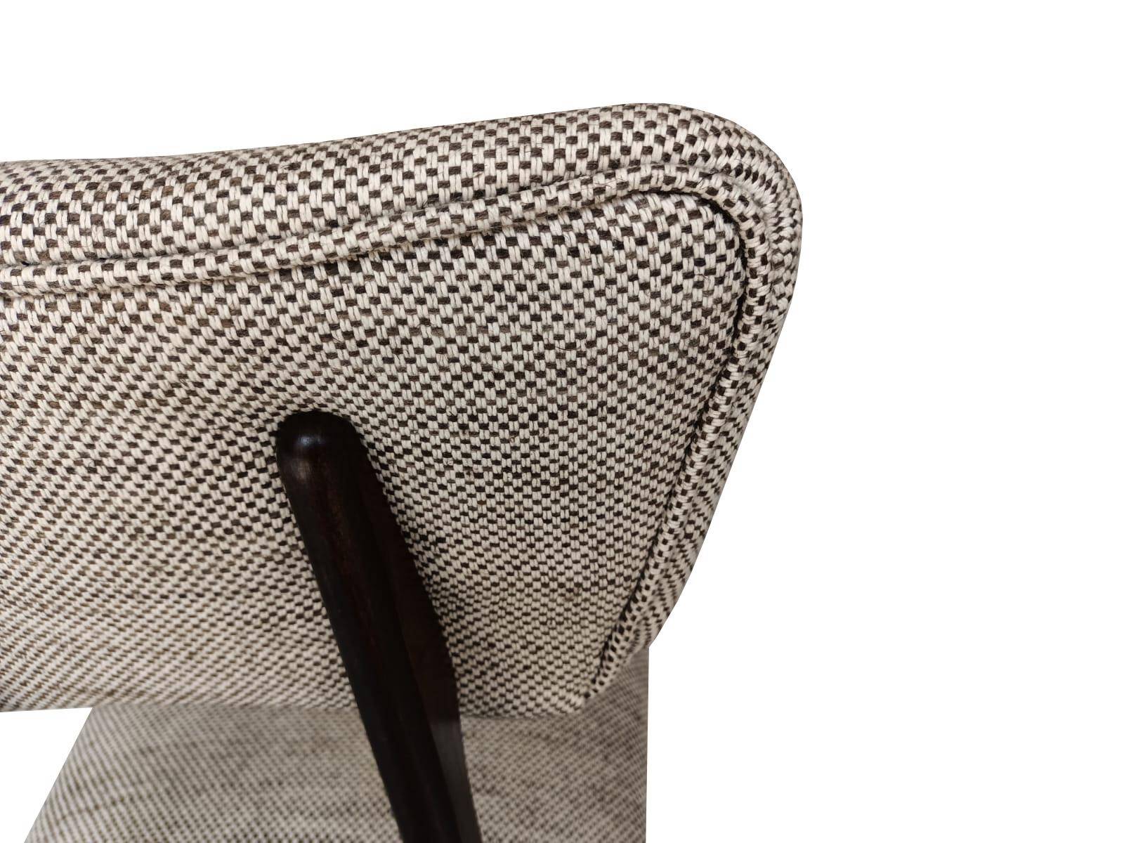 Butterfly Mid-Century dining chair in Peony cotton, Poland, 1960s