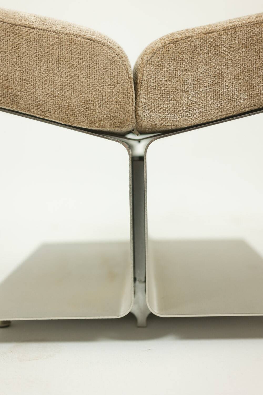 Paul Geoffroy for Uginox. Pair of brushed steel stools. Circa 1970.