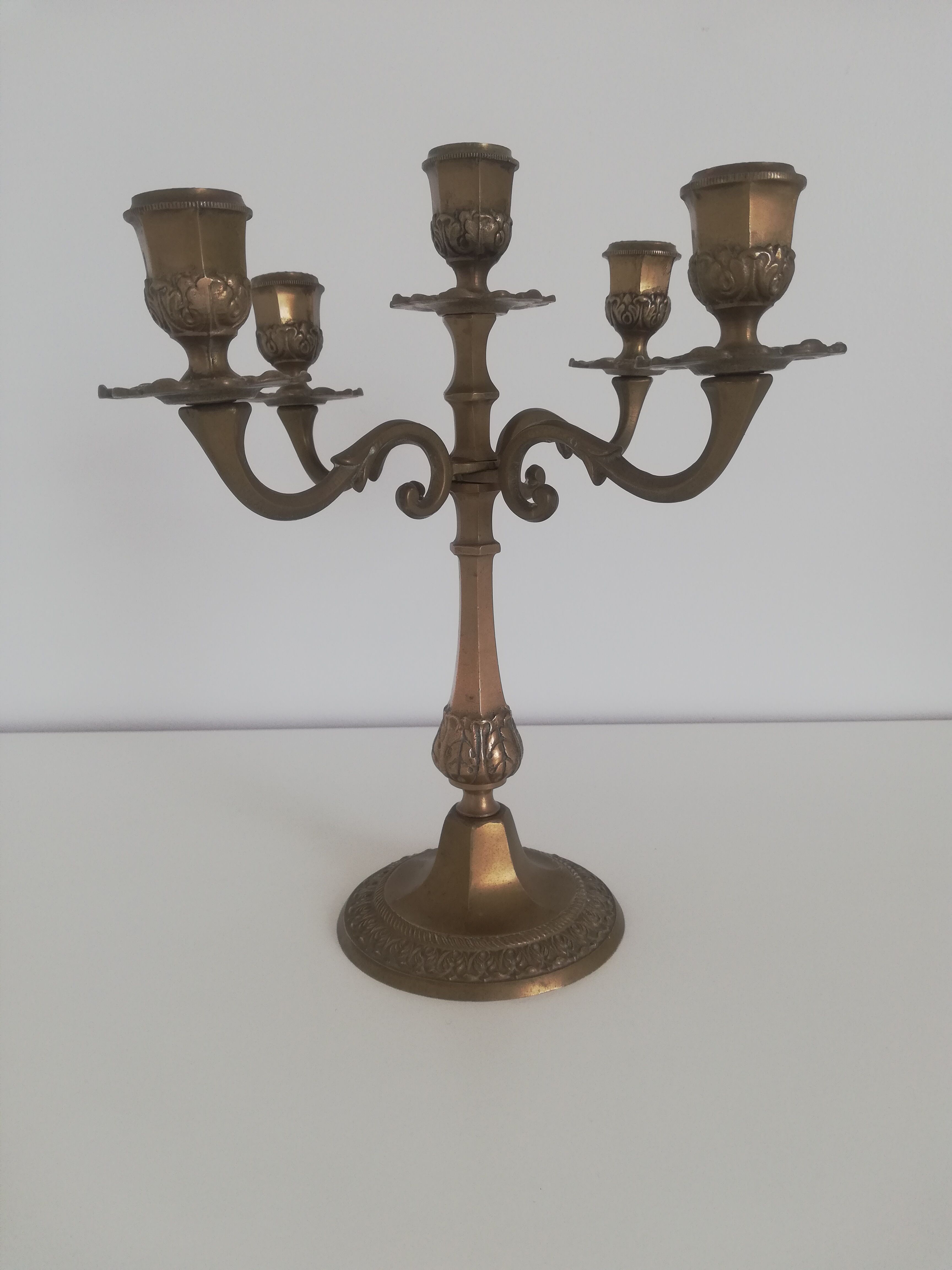 Vintage brass chandelier 5-burner