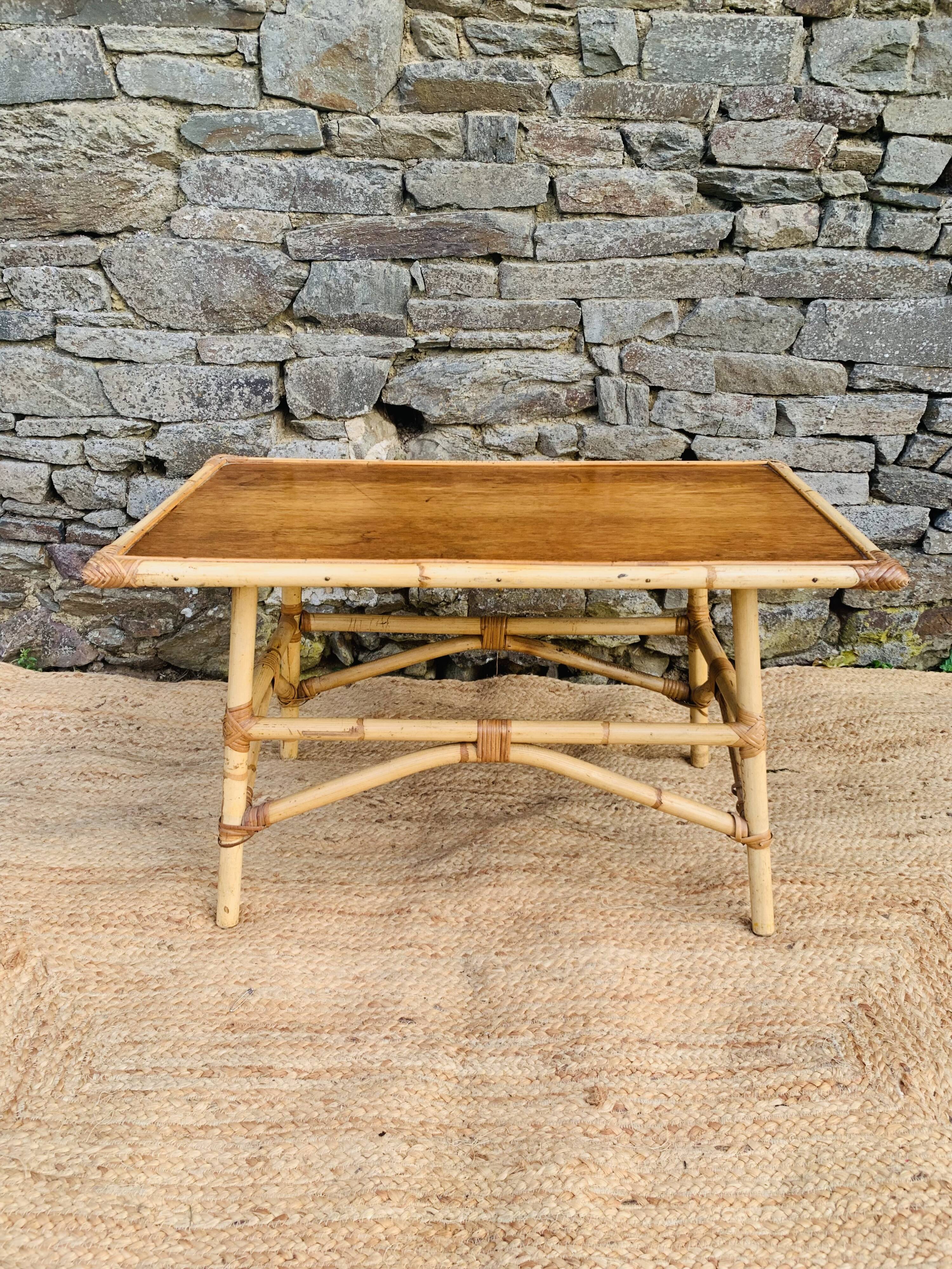 Vintage rattan coffee table