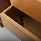 Armoire danoise à porte tambour en teck des années 1950