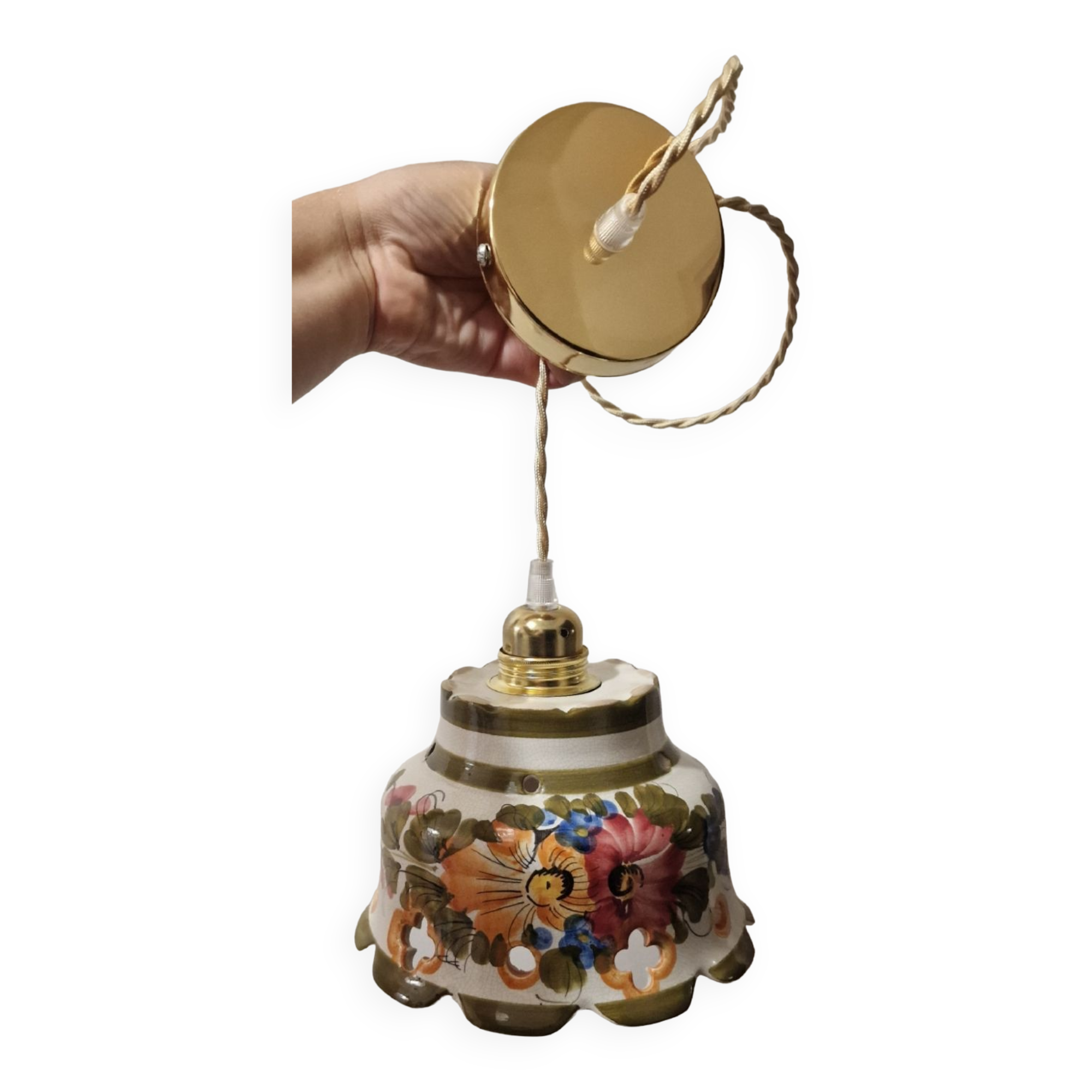 Rustic hand-painted pendant light