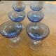 6 champagne glasses in blue glass and vintage transparent base
