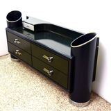 Space age cabinet in lacquered wood and steel, 1970s