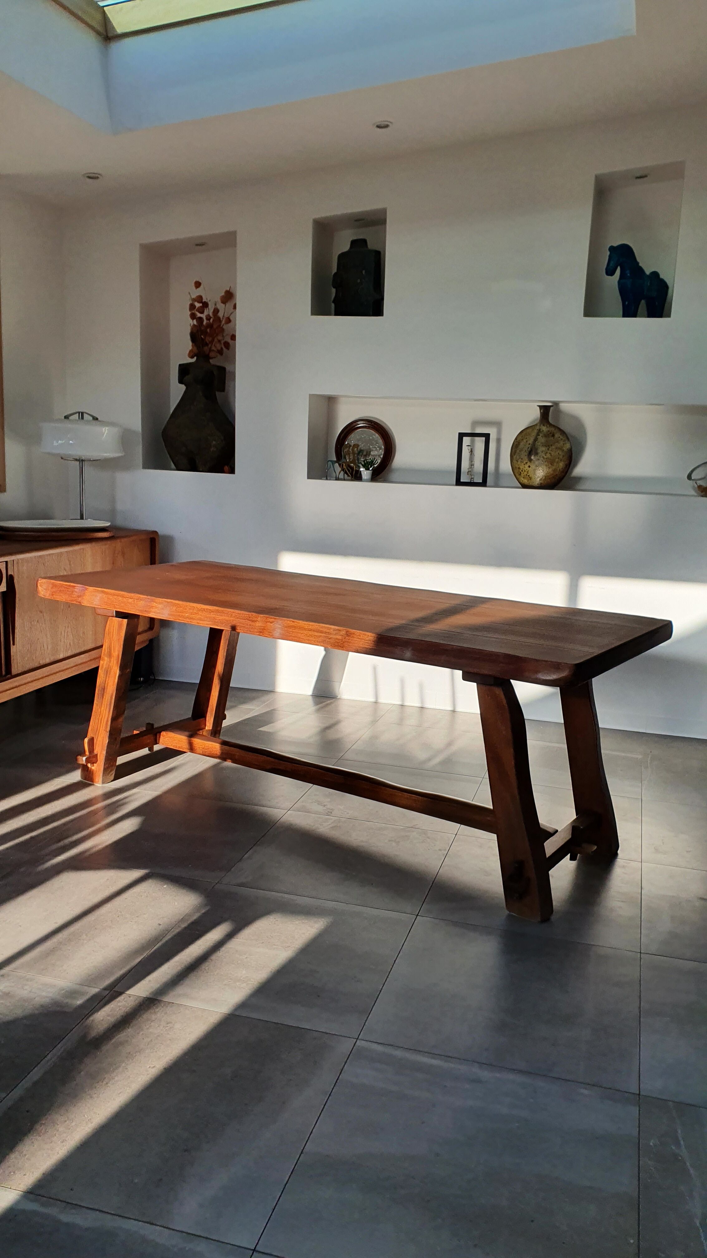 Brutalist elm farm table 60s