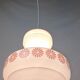 Vintage French pendant light in cream-white glass with pink flowers