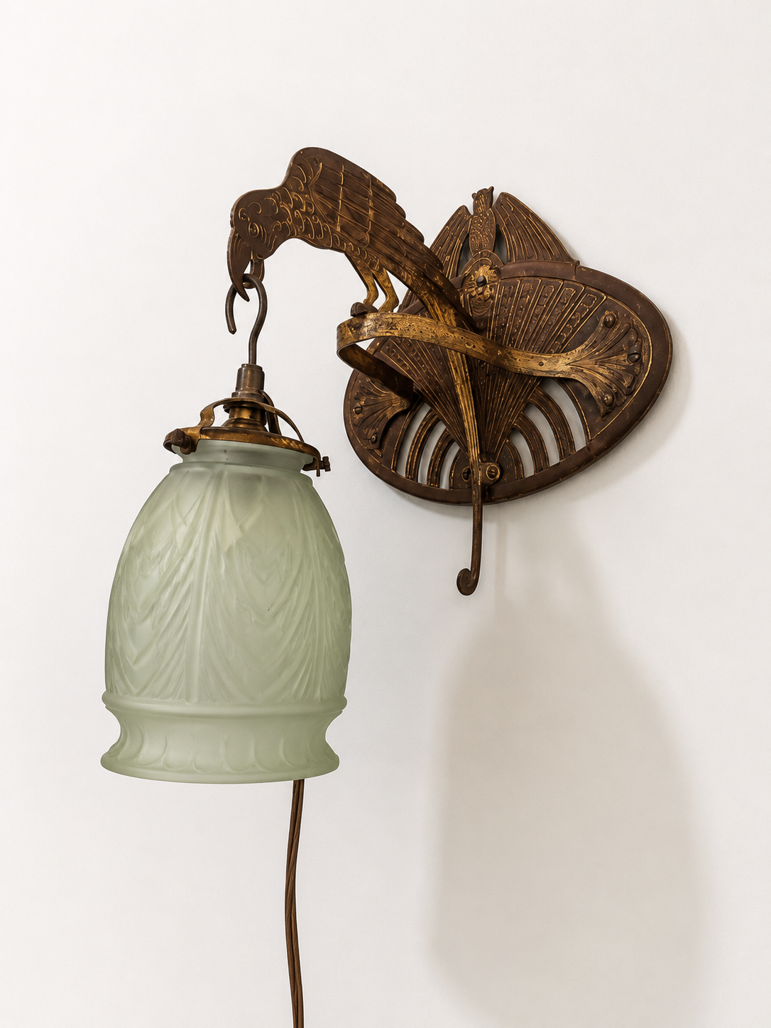 Art Deco parrot wall light in metal – unusual wall fixture