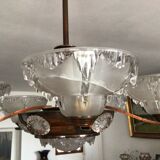 Copper chandelier and Art Deco glass paste Ezan