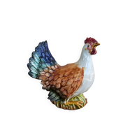 Grande sculpture en porcelaine de poule Italie