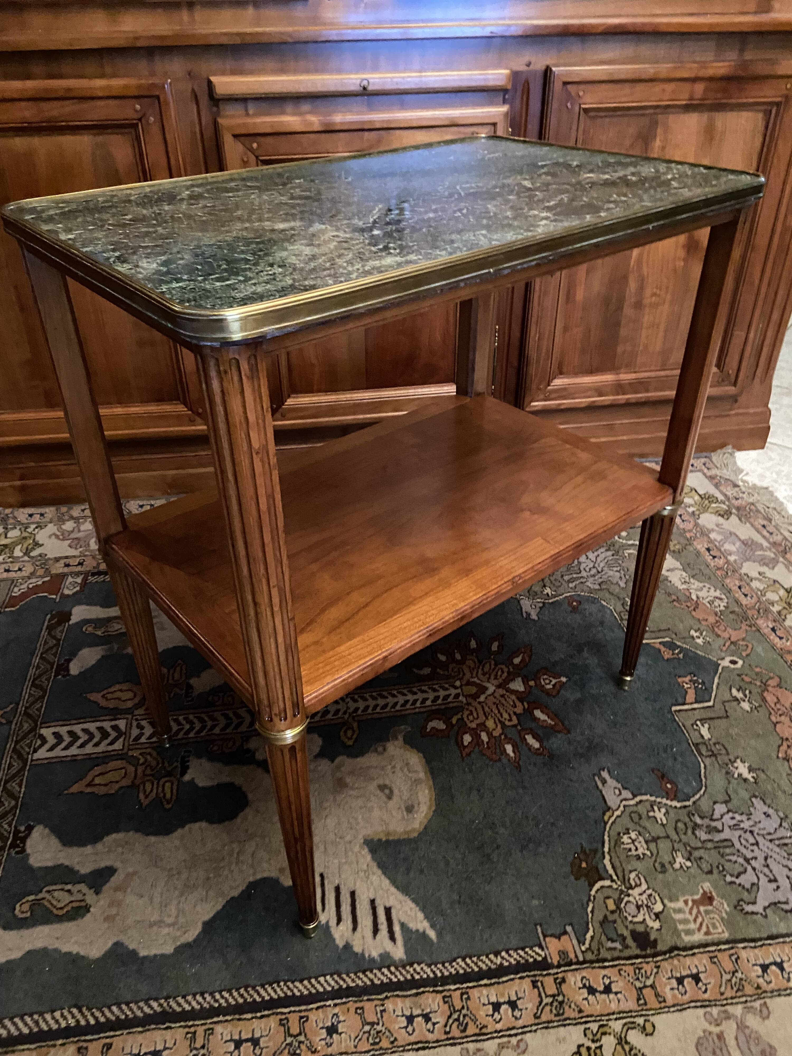Servant table served back of sofa console end of sofa walnut marble green Louis XVI