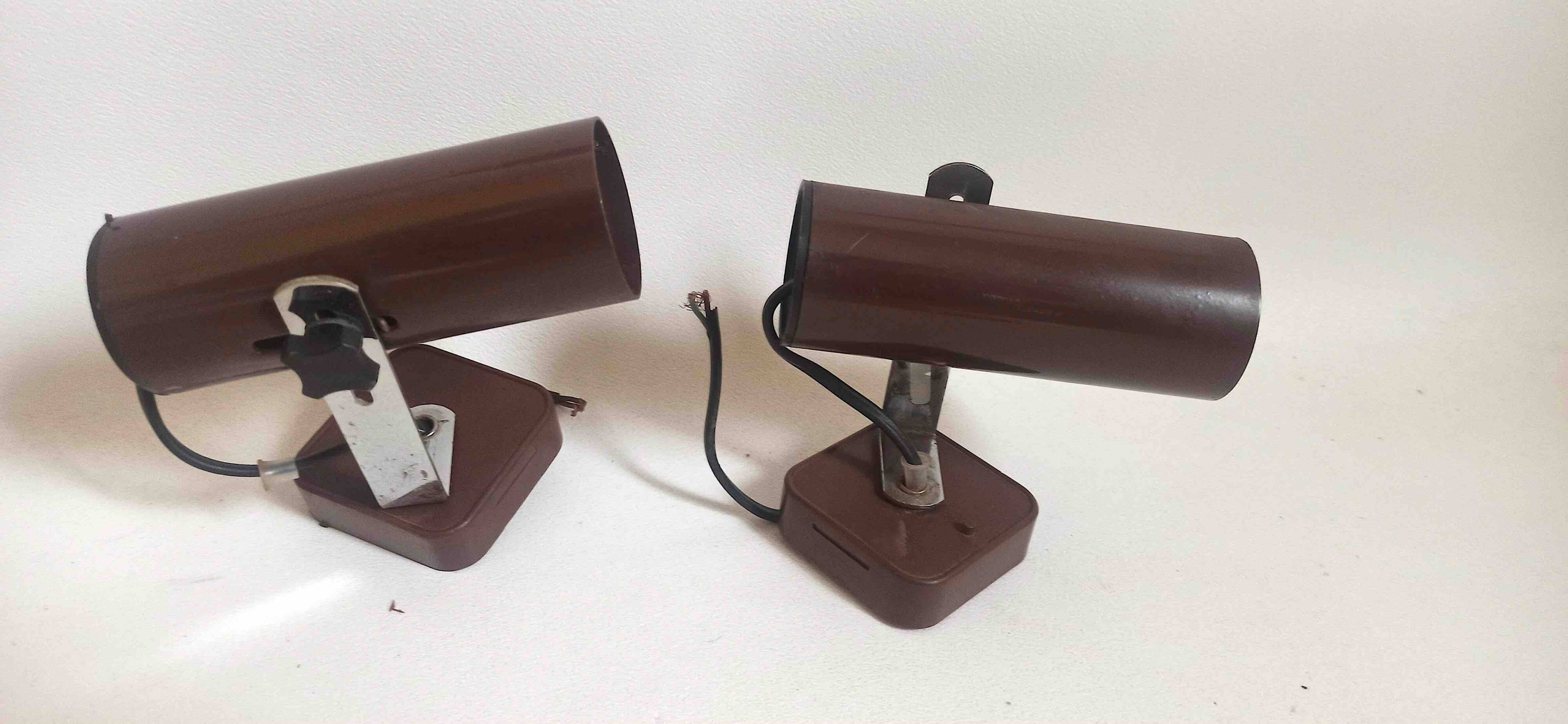 Pair of 70s dark brown adjustable wall lights