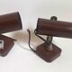 Pair of 70s dark brown adjustable wall lights