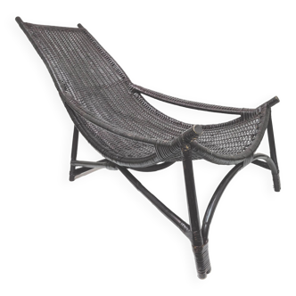 Armchair chaise longue rattan black