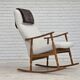 1970s, Scandinavian design, high-backed rocking chair, reupholstered.