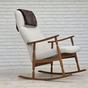 1970s, Scandinavian design, high-backed rocking chair, reupholstered.