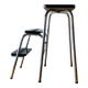 Tabouret escabeau vintage en formica noir et acier chromé