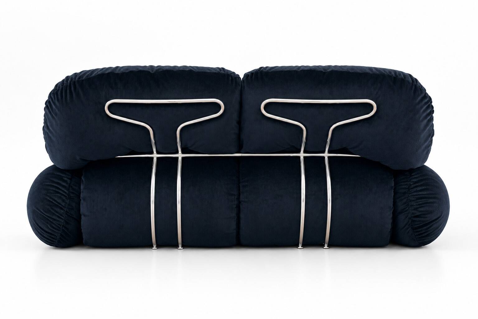 “Okay” 2-seater sofa by Adriano Piazzesi, Italy, 1970s – newly upholstered in black Prada velvet