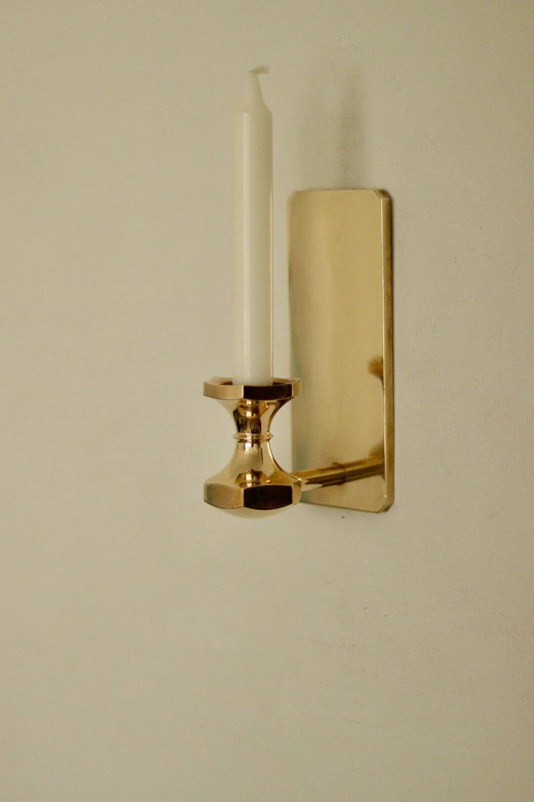 1988, single mid-century Swedish brass sconce by Gusum