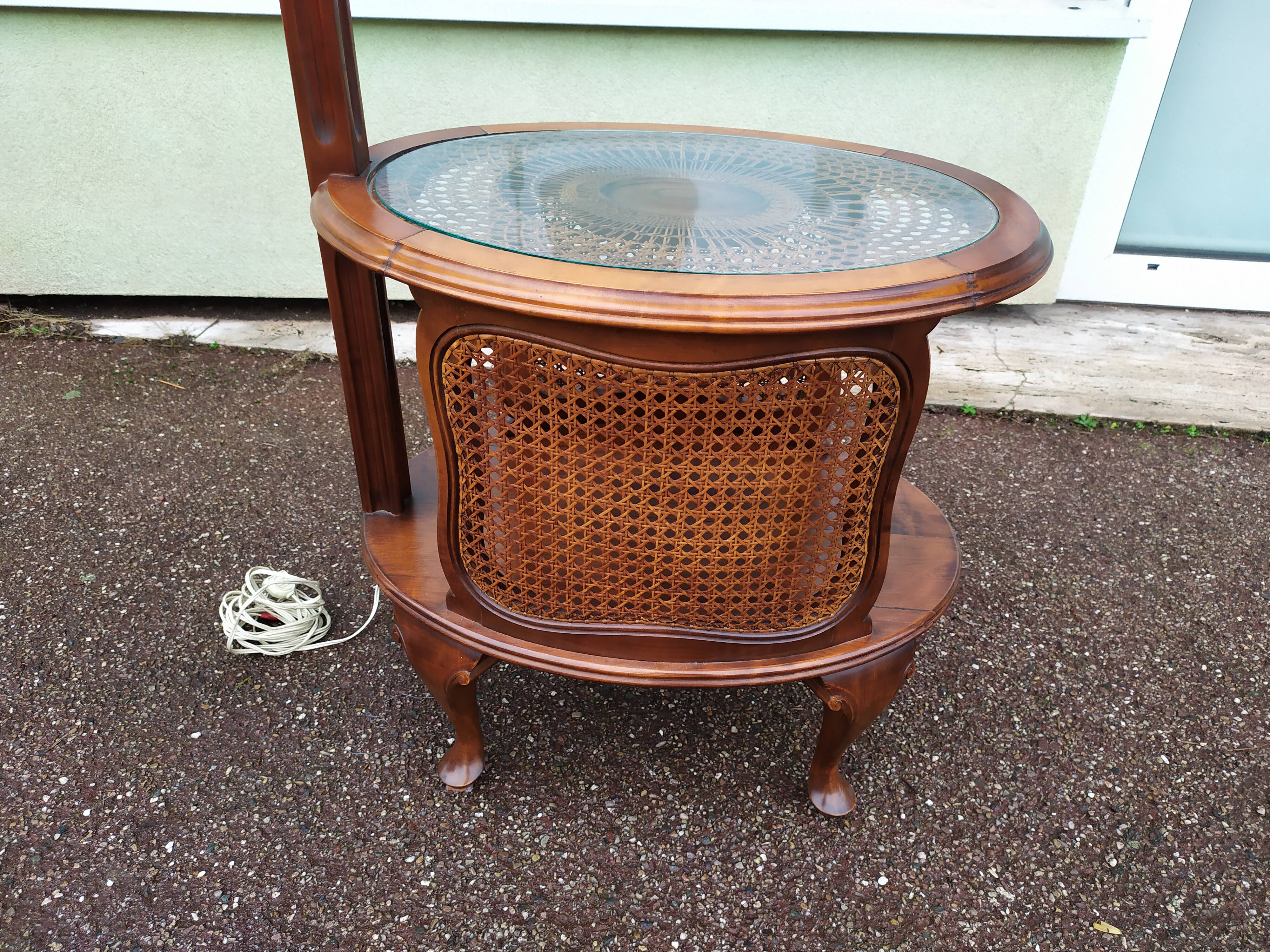 Floor lamp - wood - cane - glass
