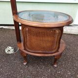 Floor lamp - wood - cane - glass